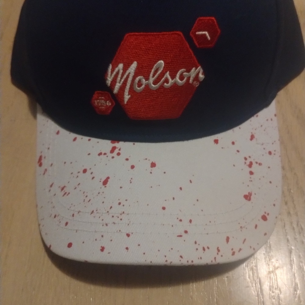 Navy and White Hat with Red Details